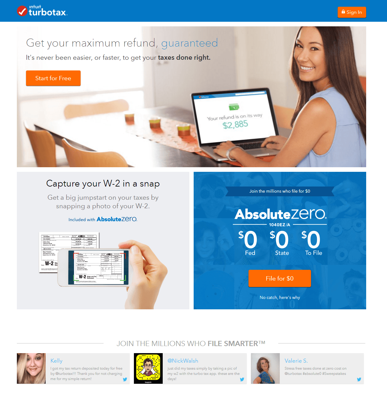 這張圖片向營銷人員展示了 TurboTax 如何使用優化的 Tumblr 點擊後登錄頁面將訪問者轉化為客戶。