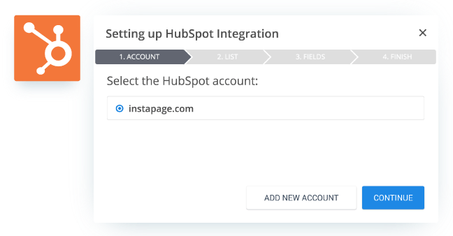 Dieses Bild zeigt Marketern, wie sie die HubSpot-Integration mit Instapage einrichten, um Leads an die HubSpot-Datenbank zu senden.