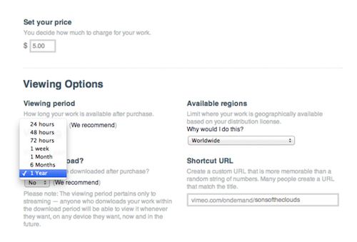 这张图片向营销人员展示了 Vimeo 广告定价设置如何与他们的视频点播服务配合使用。