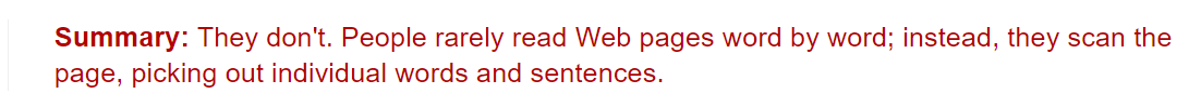 To zdjęcie pokazuje marketerom, że internauci nie czytają treści słowo po słowie; zamiast tego szukają ważnych szczegółów.