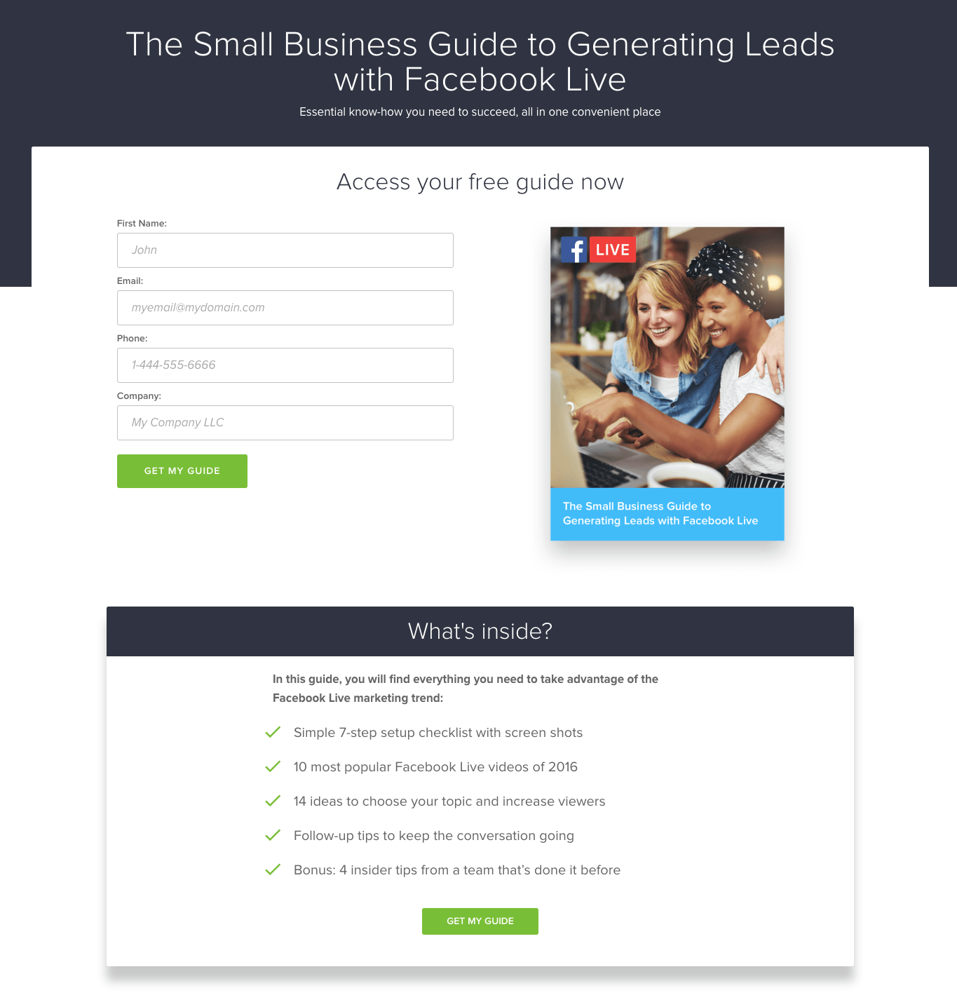 这张图片向营销人员展示了 Infusionsoft 如何在他们的 Facebook 原生视频广告中使用点击后登录页面。