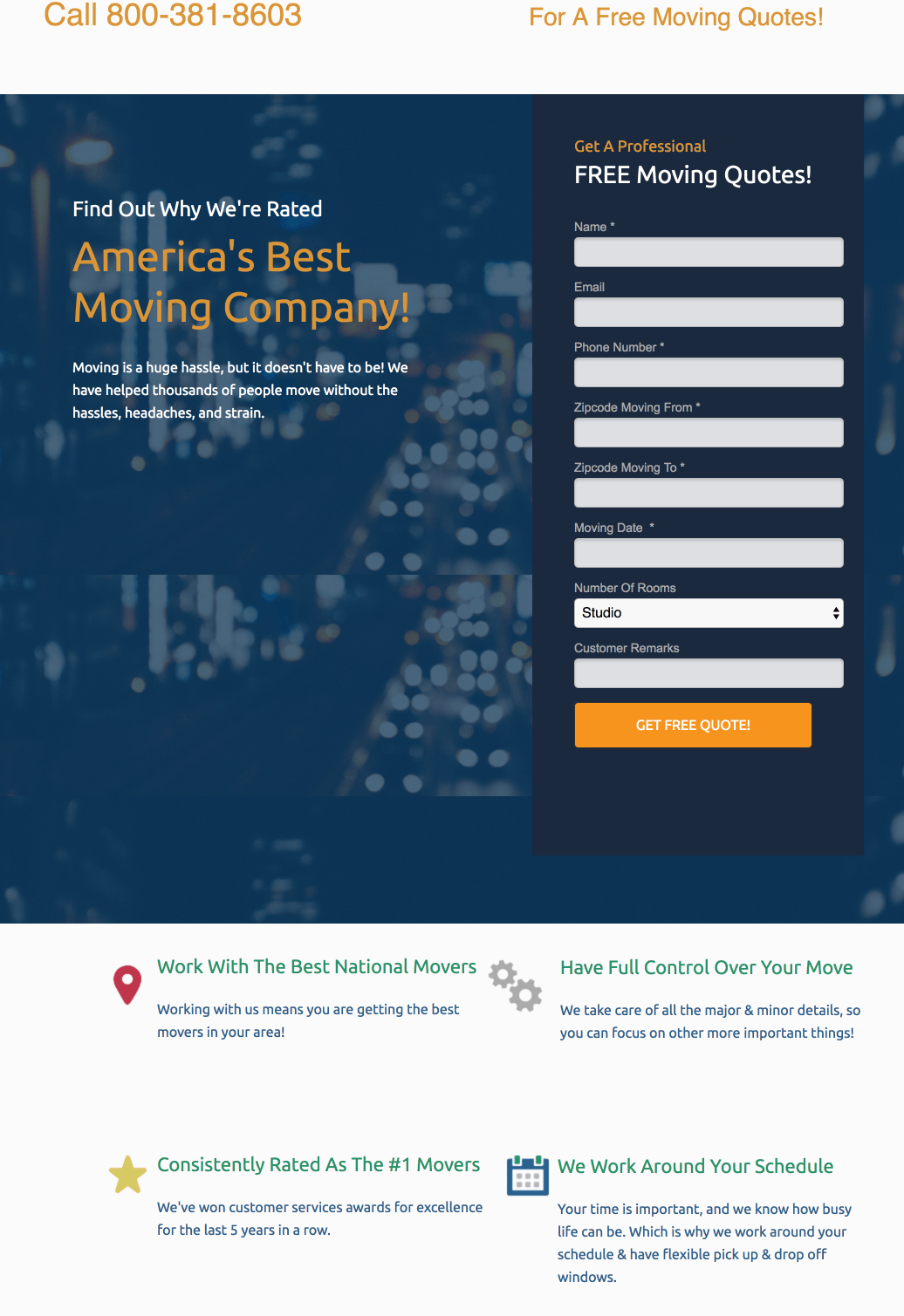 Gambar ini menunjukkan kepada pemasar bagaimana Profesional Jasa Pindahan menggunakan halaman arahan pasca-klik pemasaran untuk menghasilkan prospek dan penjualan.