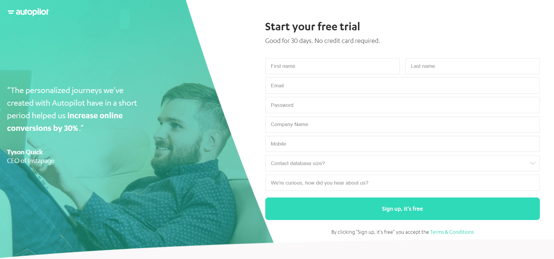 показатель отказов целевой страницы после клика Автопилот