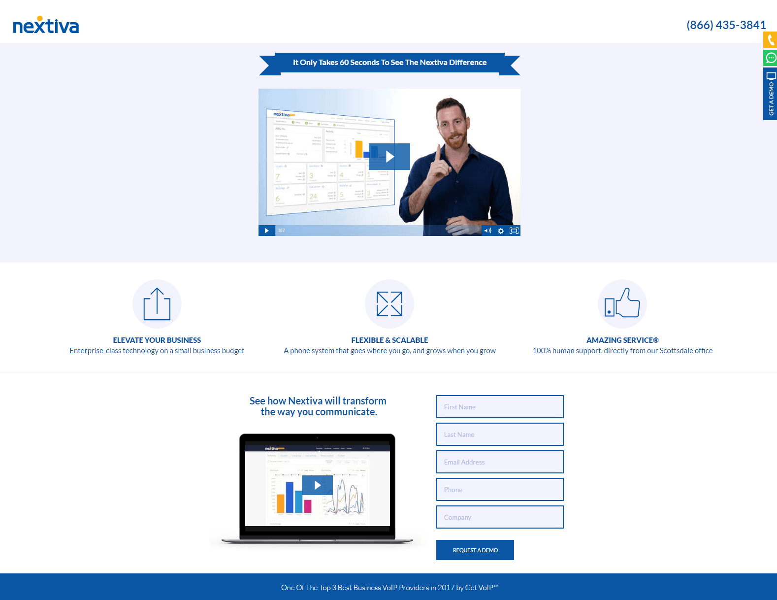 หน้า Landing Page สาธิตหลังคลิก Nextiva