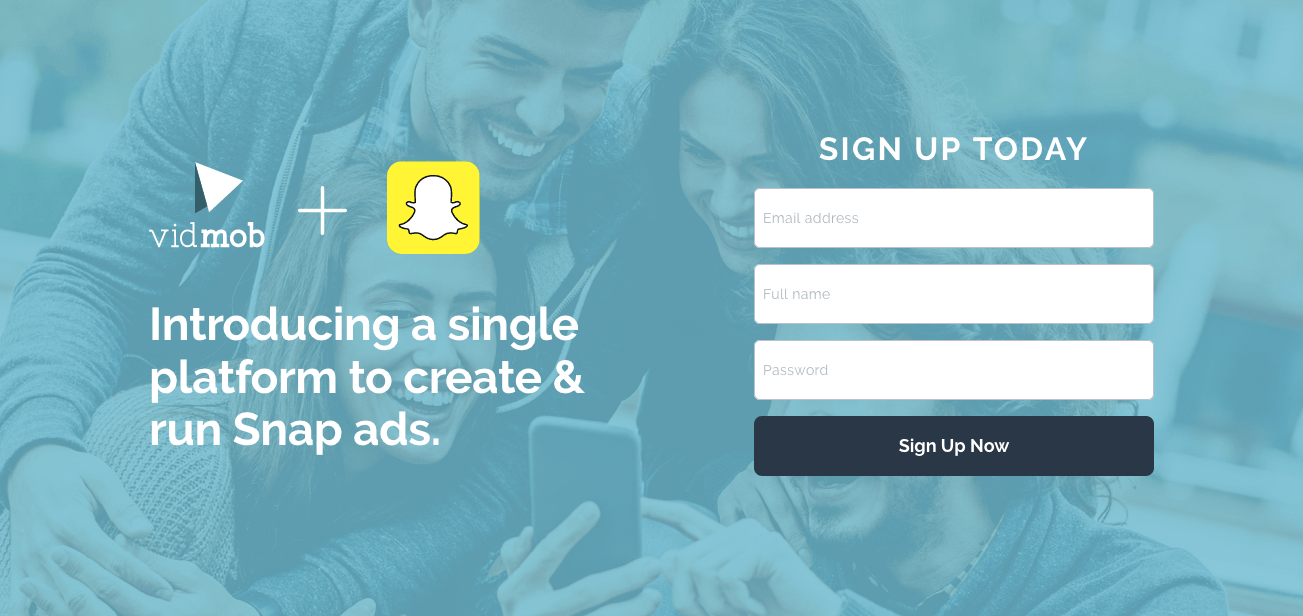 クロスチャネルマーケティングVidMobのクリック後のランディングページ