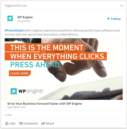 LinkedIn MatchedAudiencesプロモート広告