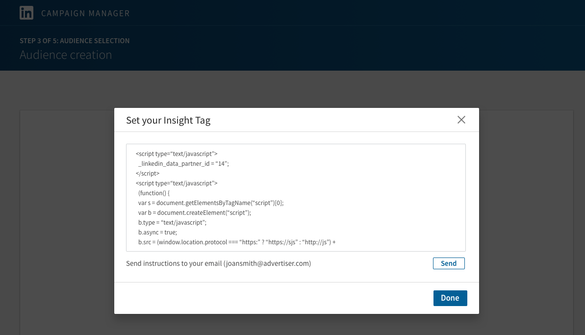 LinkedIn一致オーディエンスインサイトタグ
