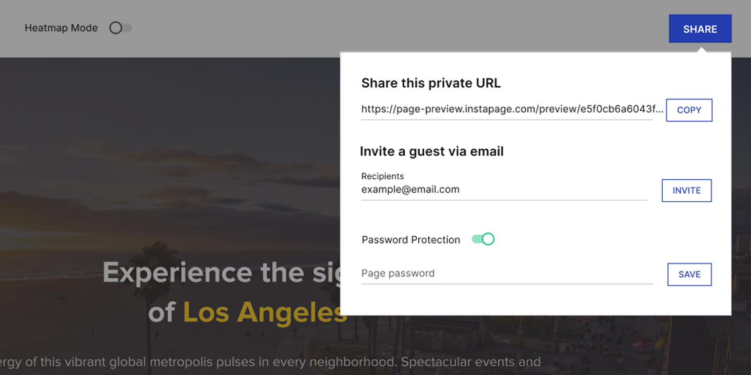 ランディングページコラボレーション共有オプション