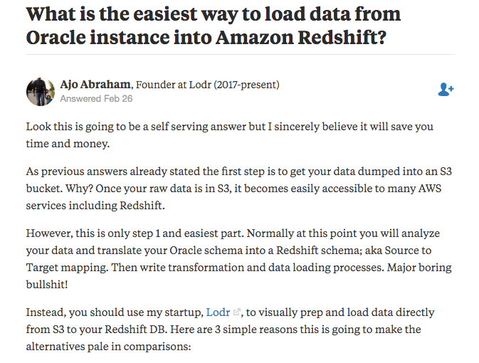 Quora marketing Lodr răspuns