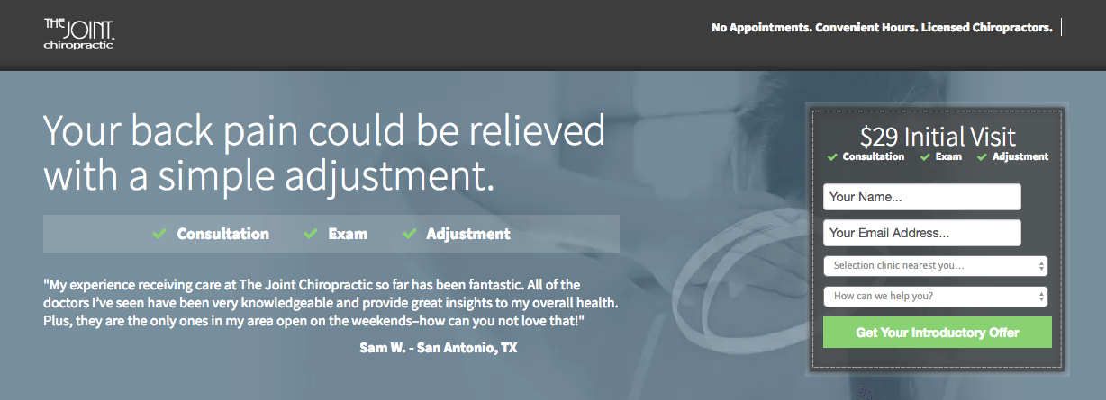 المهنية لتقويم العمود الفقري بعد النقر على الصفحة المقصودة