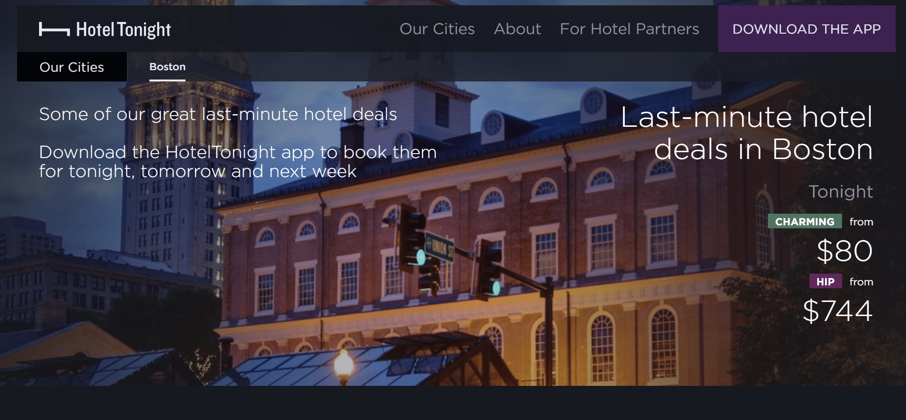 principi dell'esperienza utente Hotel Tonight