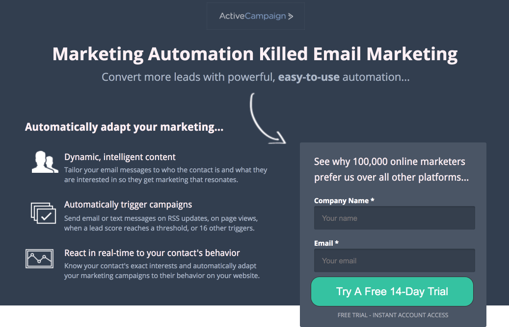 campanie activă de conținut gated