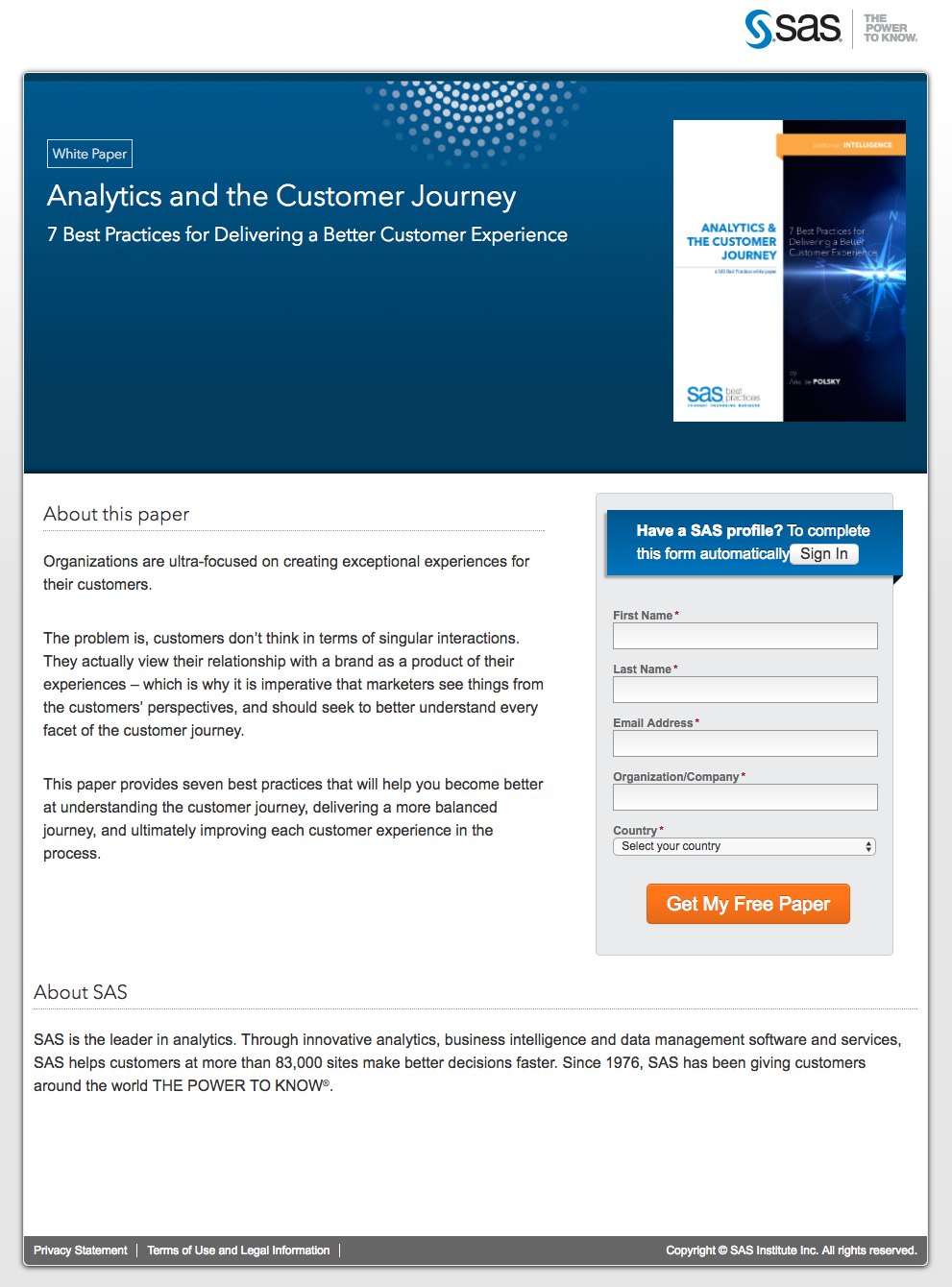 exemple de conținut hârtie albă pagină de destinație post-clic