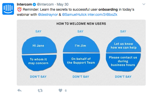 tweet de la page de destination post-clic de l'interphone