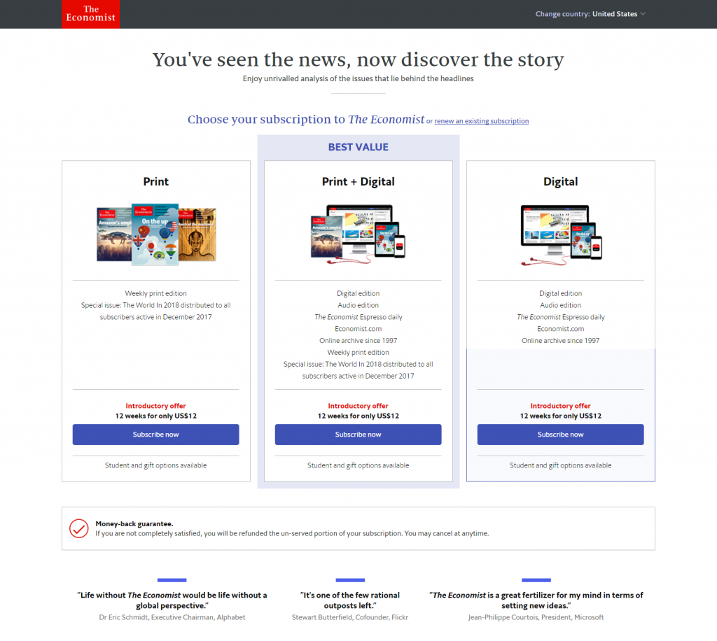 銷售點擊後登陸頁面經濟學家