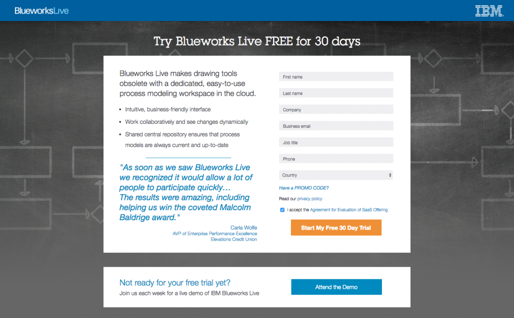 IBM 點擊後登錄頁面 blueworks