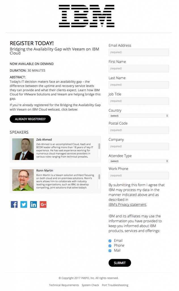 IBM 點擊後登錄頁面云網絡廣播