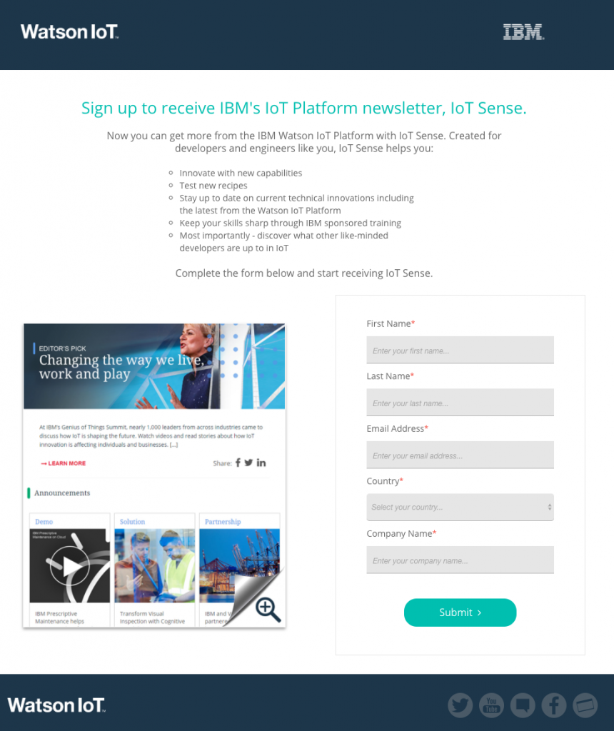 IBM 點擊後登錄頁面時事通訊
