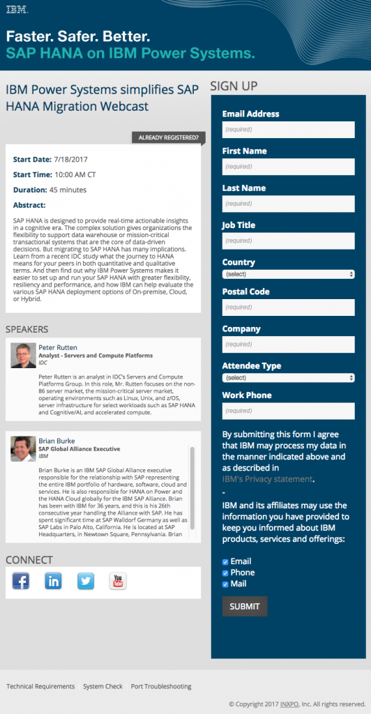 IBM 點擊後登錄頁面網絡廣播