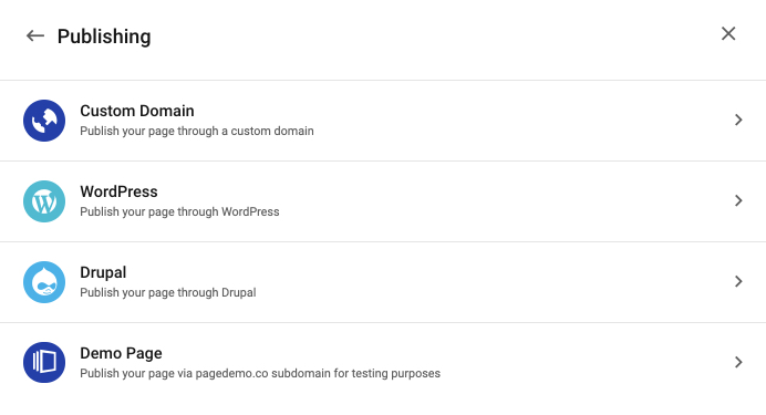 14 天試用 Instapage 發布選項