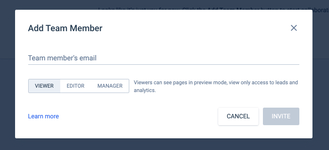 14 天試用 Instapage 添加團隊成員