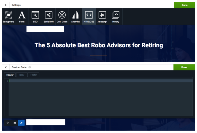 código personalizado de revisión de instapage
