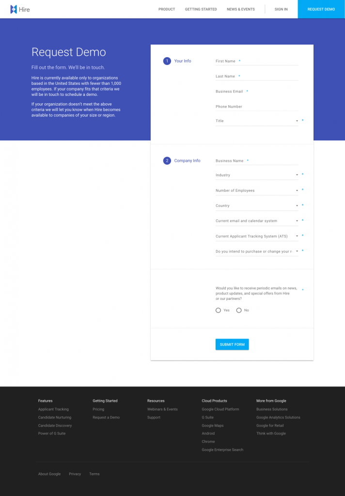 谷歌招聘點擊後登陸頁面