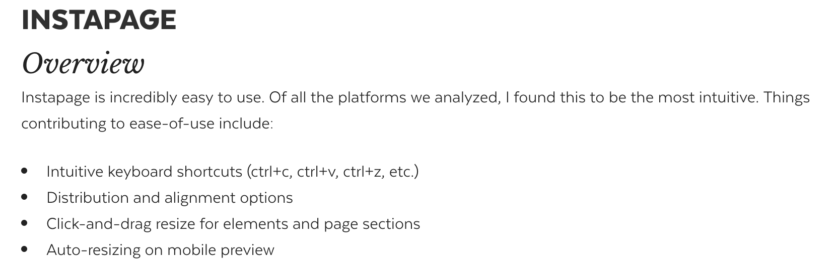 客戶讚賞 Instapage 機構審查