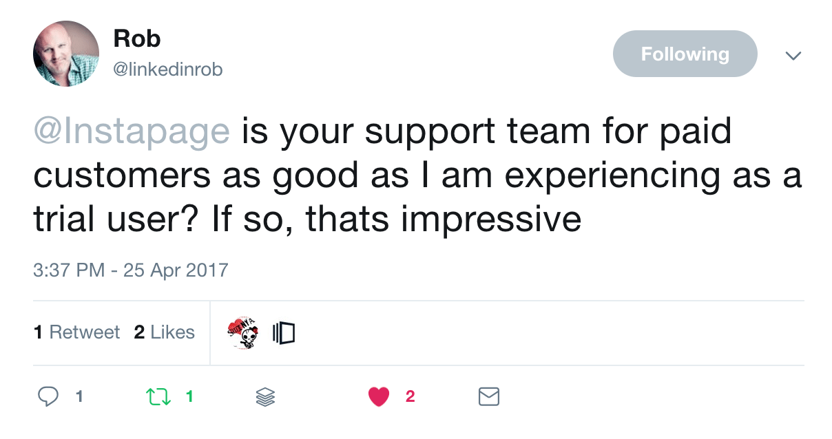 客戶讚賞 Instapage 支持