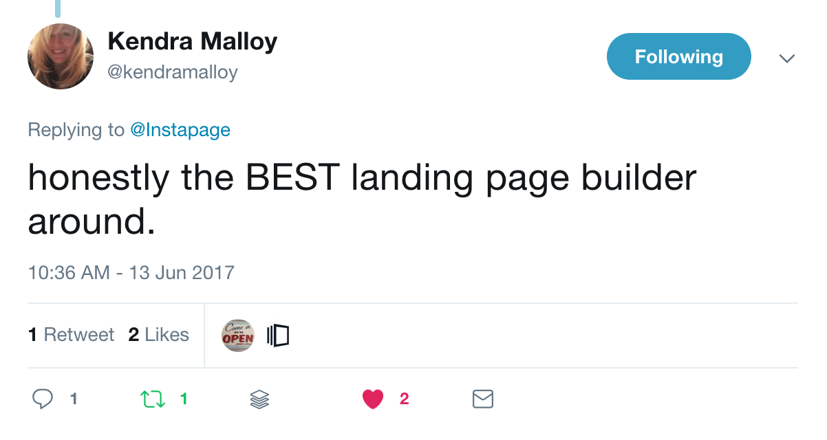 客戶讚賞推文點擊後登陸頁面構建器