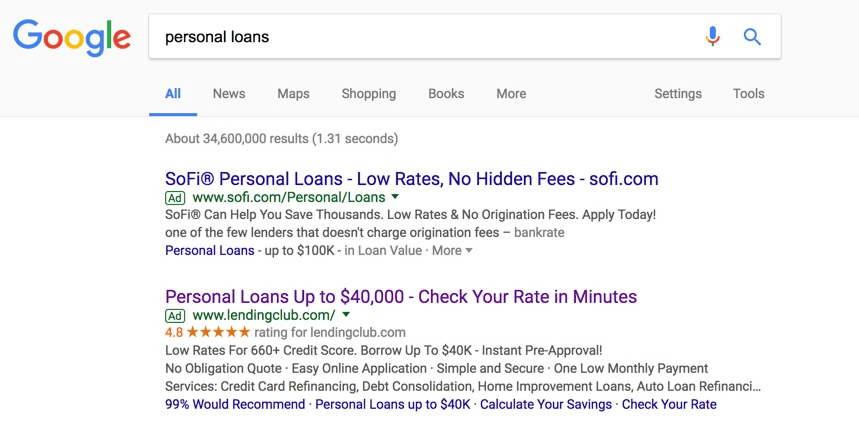 LendingClub 投資個人貸款廣告