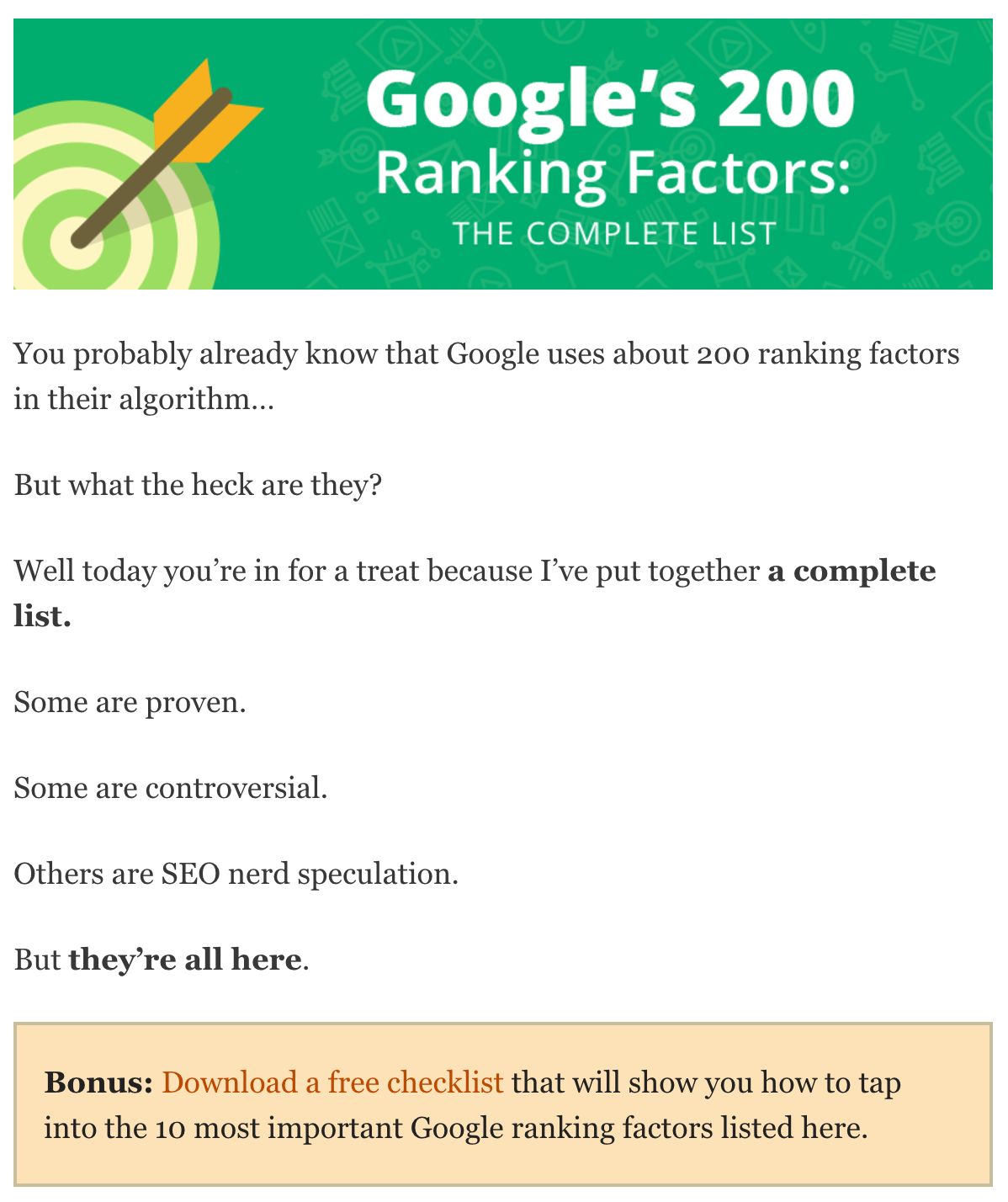 Lista de verificare descărcabilă Backlinko