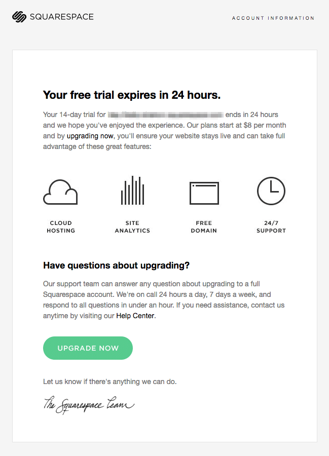 spazio quadrato e-mail transazionale