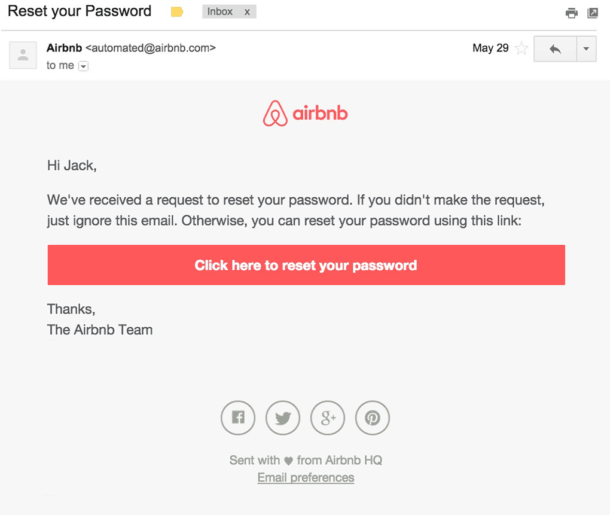 email transazionale airbnb