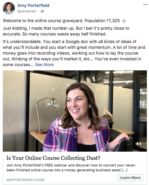 Publicités sponsorisées par Facebook amy