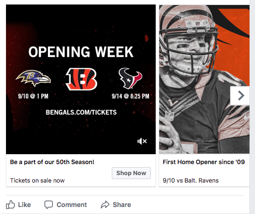 Publicités sponsorisées par Facebook publicité carosel