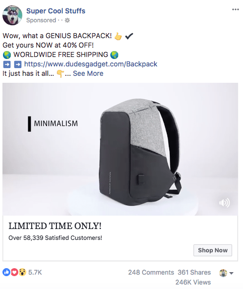 Annonces sponsorisées Facebook super cool