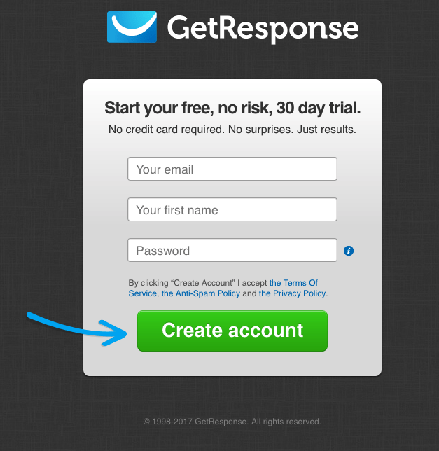 Лучшая целевая страница после клика Примеры GetResponse