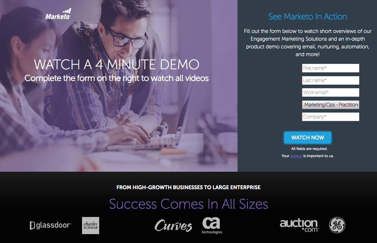 retargetowanie strony docelowej po kliknięciu w Marketo