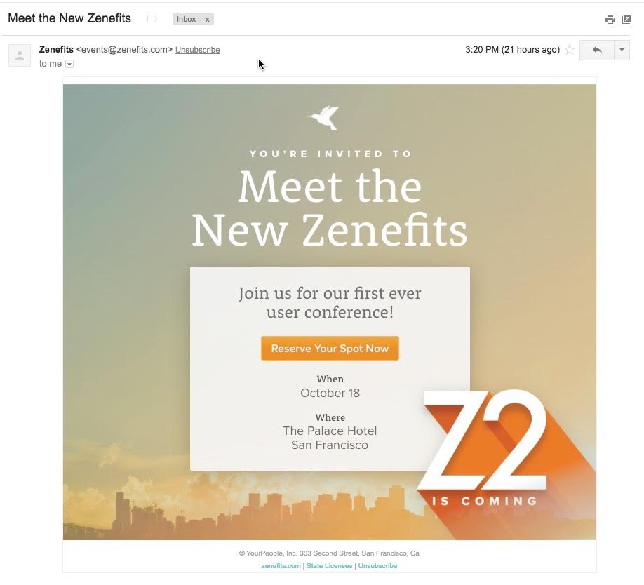 Zenefits 營銷步驟 1- 電子郵件