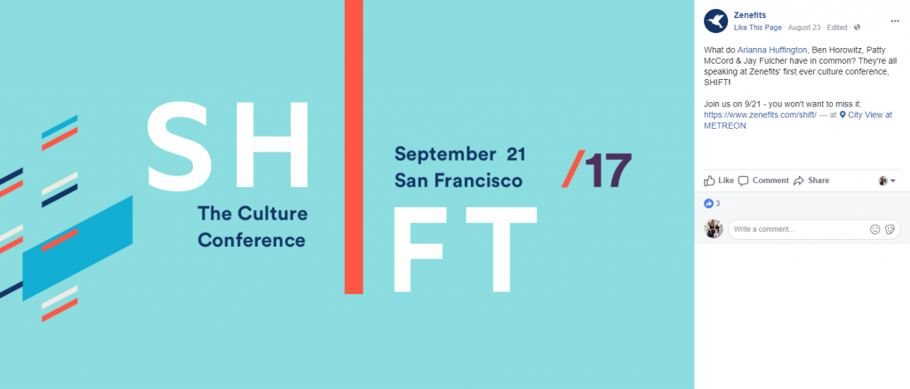 Zenefits 營銷活動,Shift - Facebook 封面照片