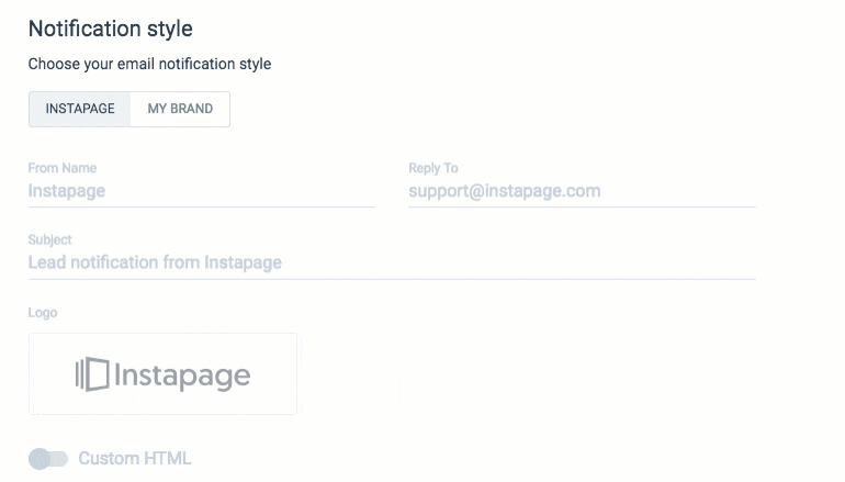 點擊後登陸頁面產品品牌電子郵件 Instapage
