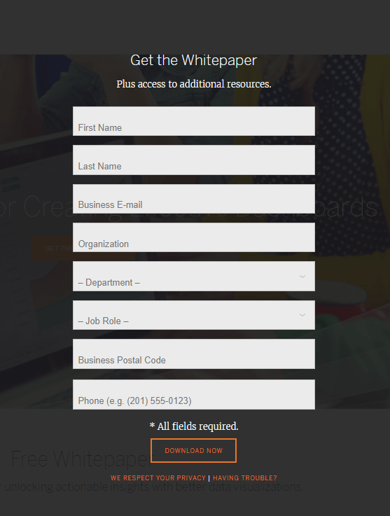 登陸頁面想法 2 步選擇表單 Tableau