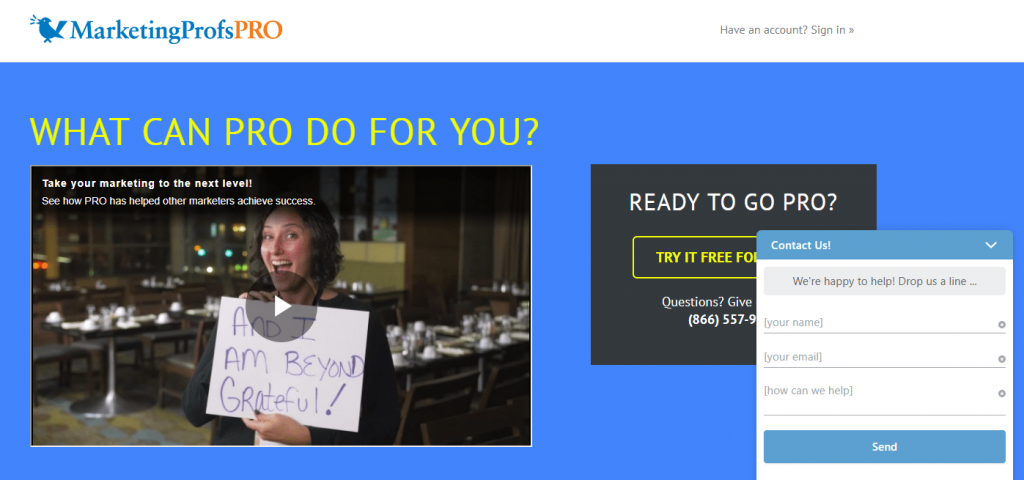 實時聊天點擊後登錄頁面 MarketingProfs