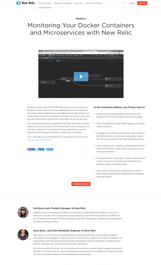 廣告點擊後登陸頁面 New Relic 點擊後登陸頁面