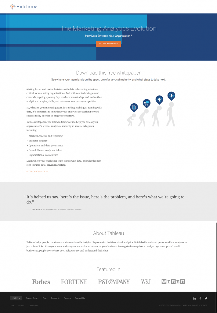 廣告點擊後登陸頁面 Tableau 點擊後登陸頁面