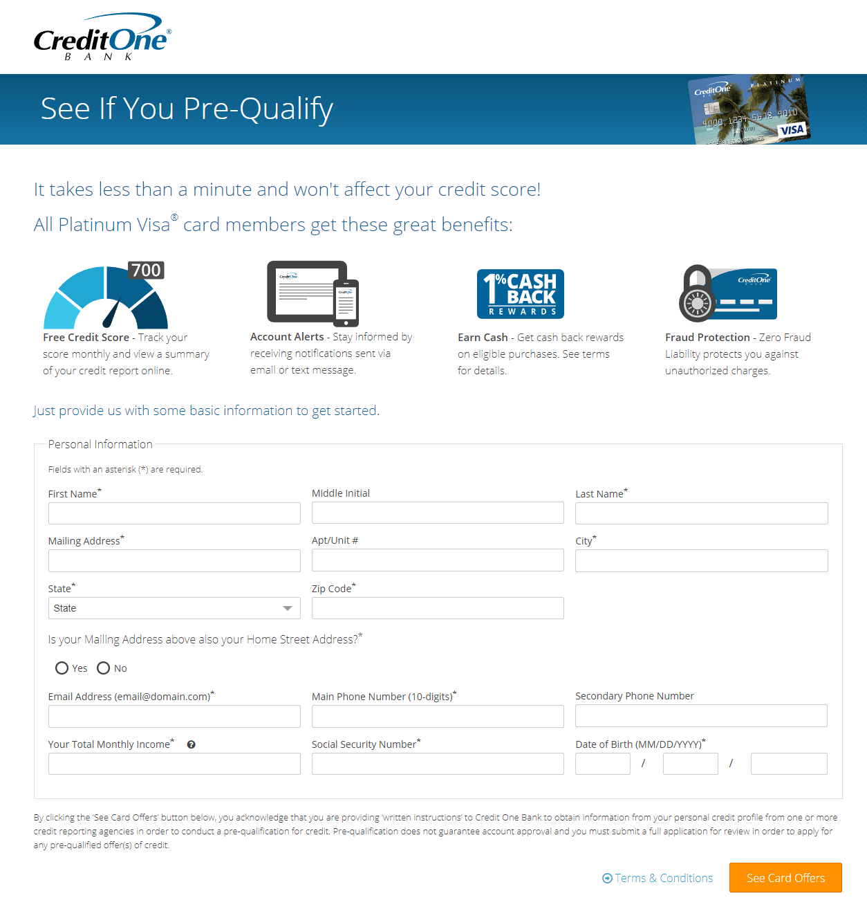 信用卡點擊後登陸頁面 Credit One