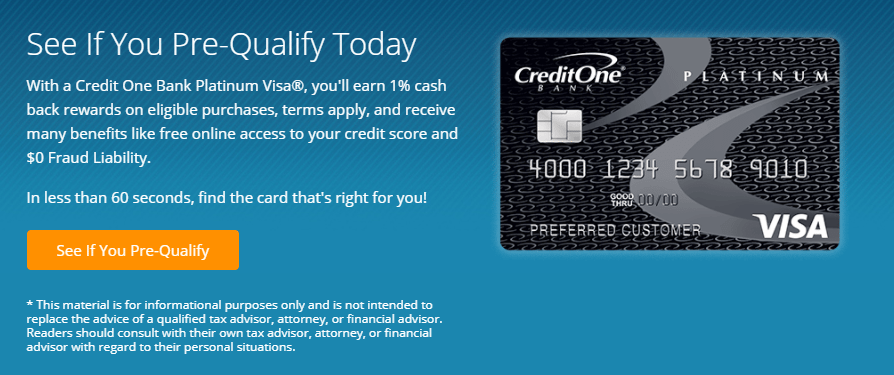 信用卡點擊後登陸頁面 Credit One 廣告