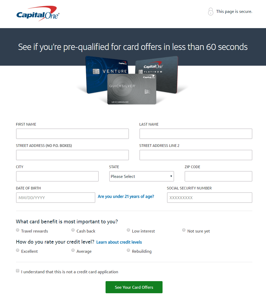 信用卡點擊後登陸頁面 Capital One