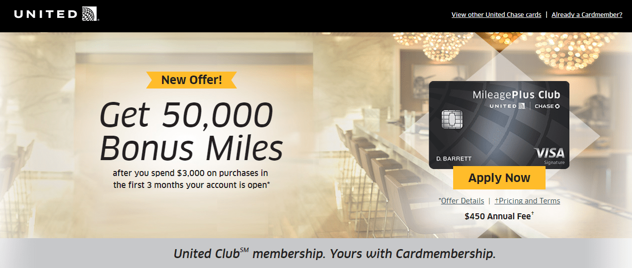 信用卡點擊後登陸頁面 Chase United